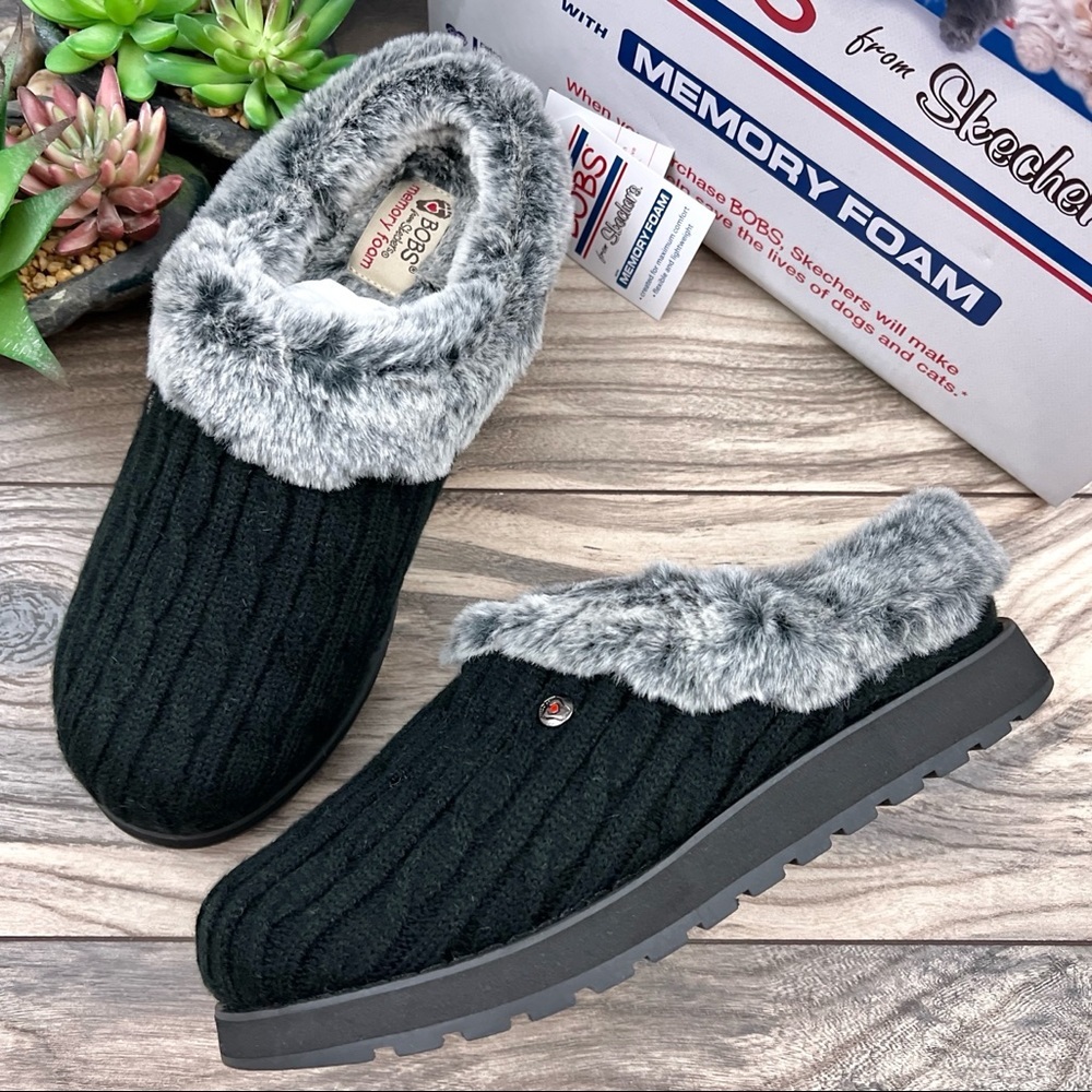 NIB Bobs Skechers Keepsakes 2.0 Faux Fur Sweater Clog Slipper 8M Indoor Outdoor